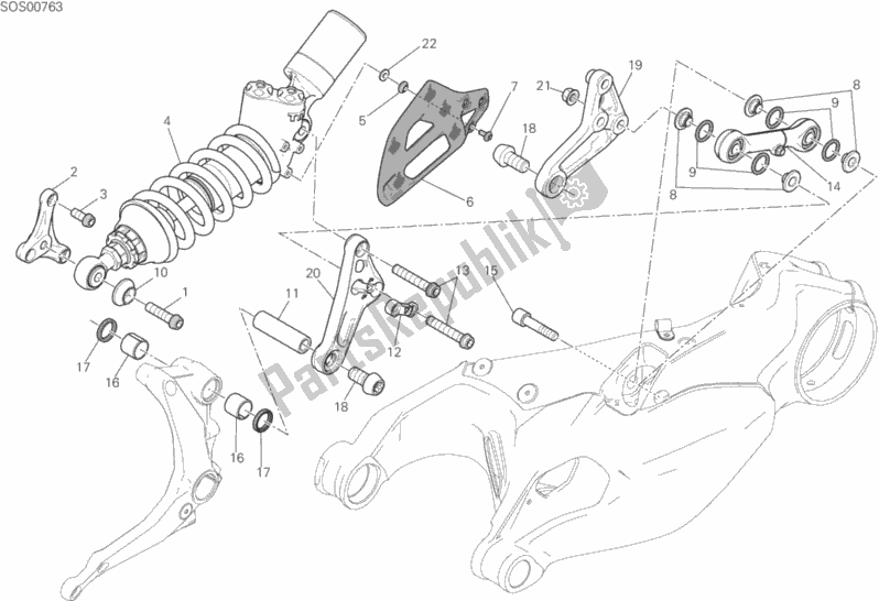 Toutes les pièces pour le Sospensione Posteriore du Ducati Superbike 1299R Final Edition USA 2018